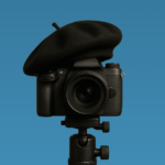 Camera with a beret on