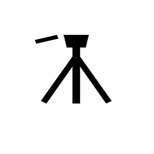 Icon image of a graphic black tripod on white icon